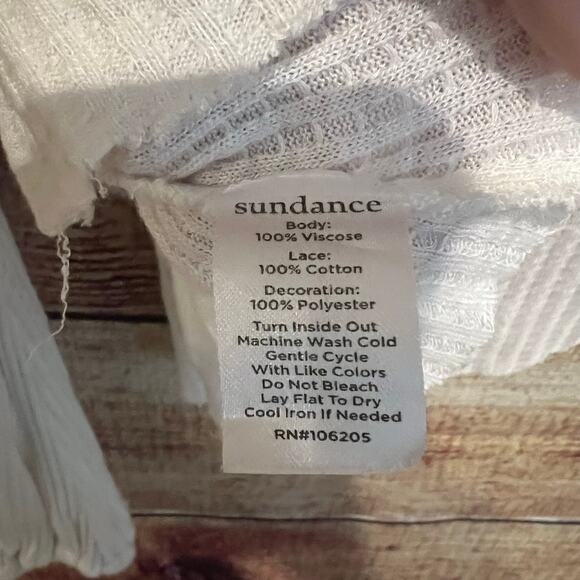 Sundance Waffle Knit Embroidered Long Sleeve Shirt Large Floral Top Blouse Flowy - Picture 4 of 6